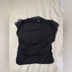 Black Lace-Trim Ribbed Camisole